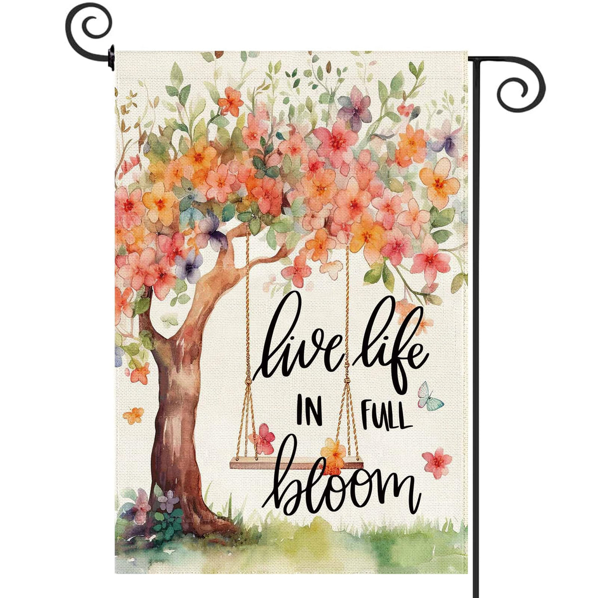 Baccessor Spring Summer garden flag front view, vibrant double-sided welcome sign for yards