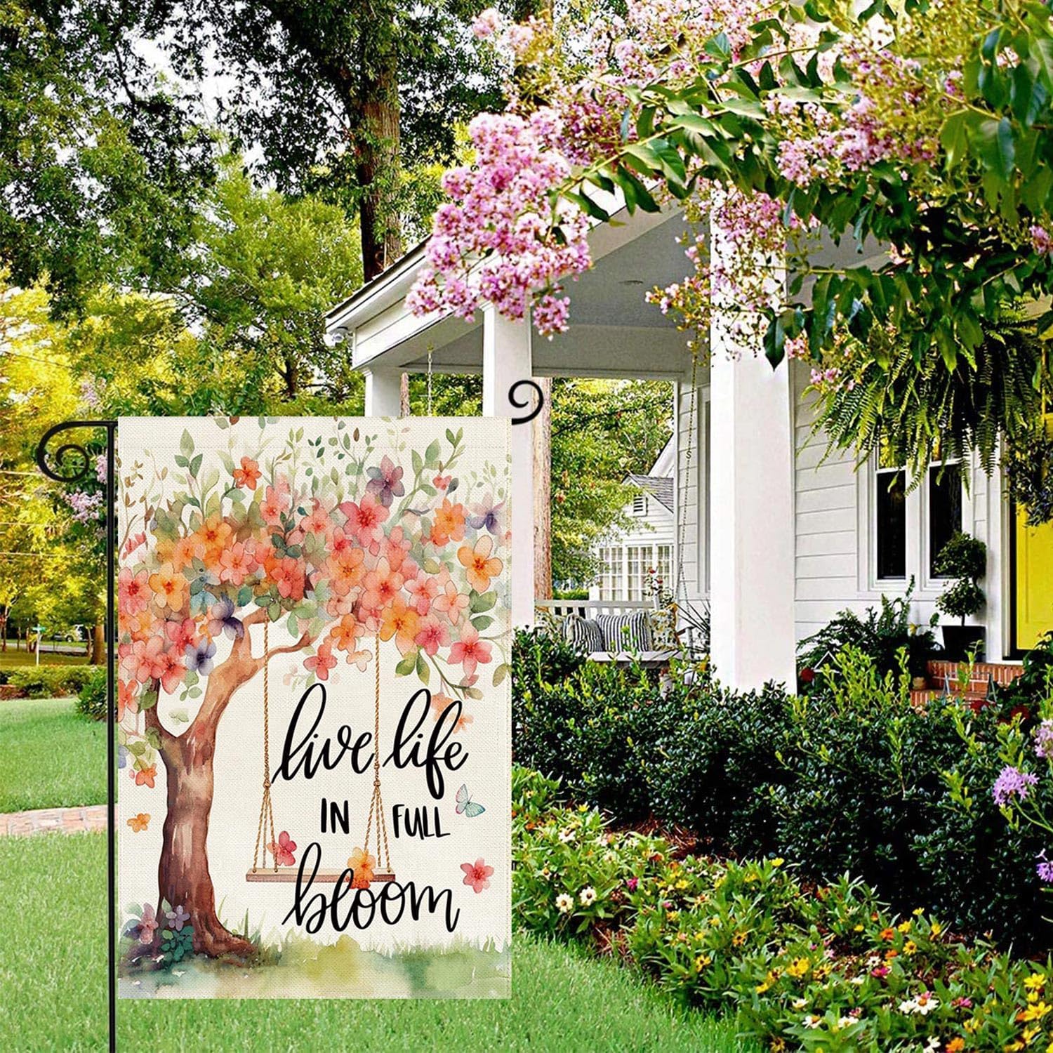 Baccessor Spring Summer flag on a flagpole, easy setup for outdoor decor