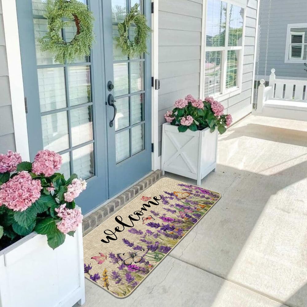 Baccessor spring lavender mat for indoor outdoor entryways and patios.