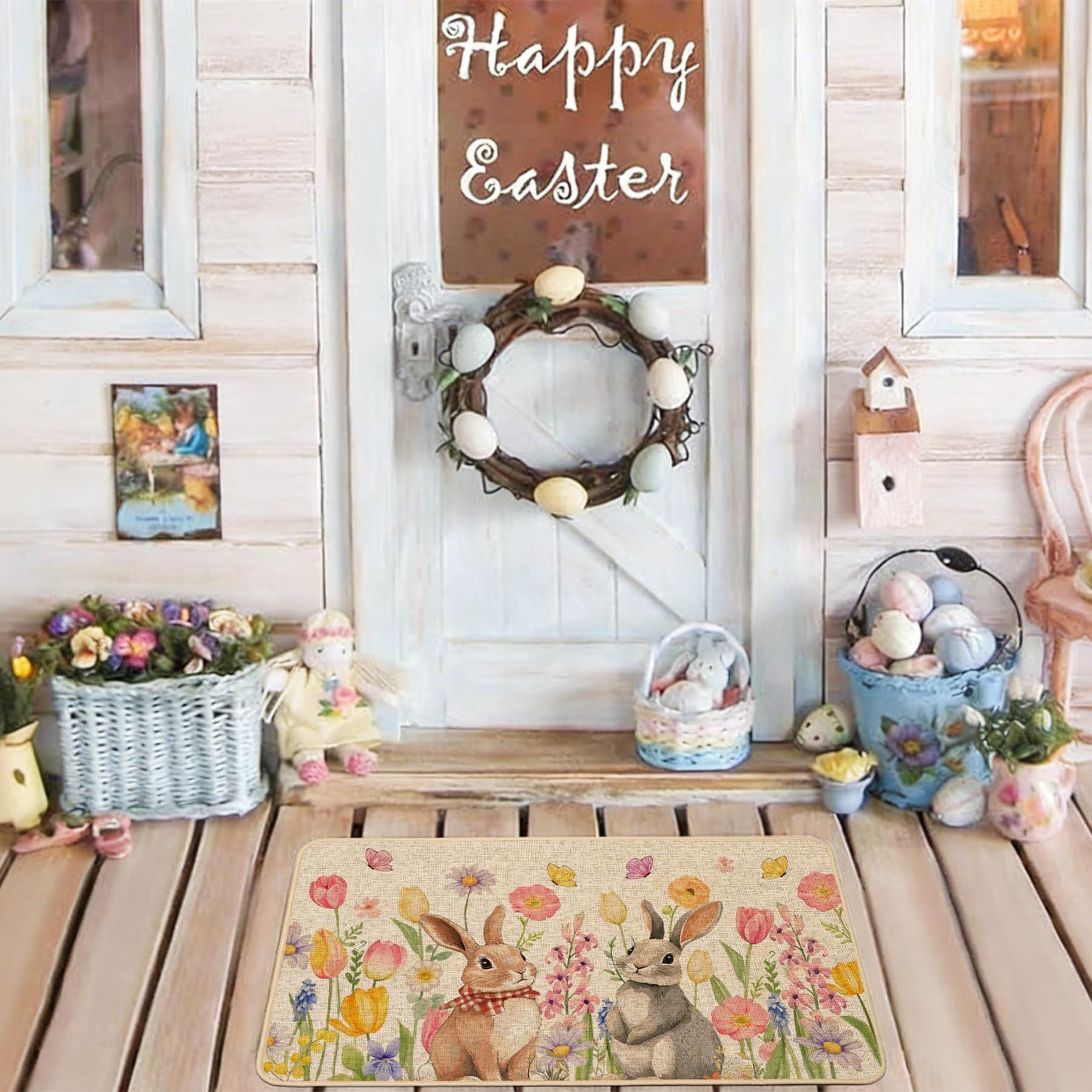 Baccessor Spring Tulips Floral Motif Doormat adds seasonal charm to outdoor and indoor spaces.