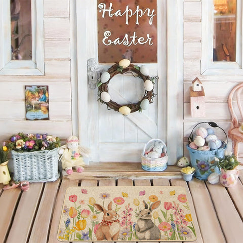 Baccessor Spring Tulips Floral Motif Doormat adds seasonal charm to outdoor and indoor spaces.