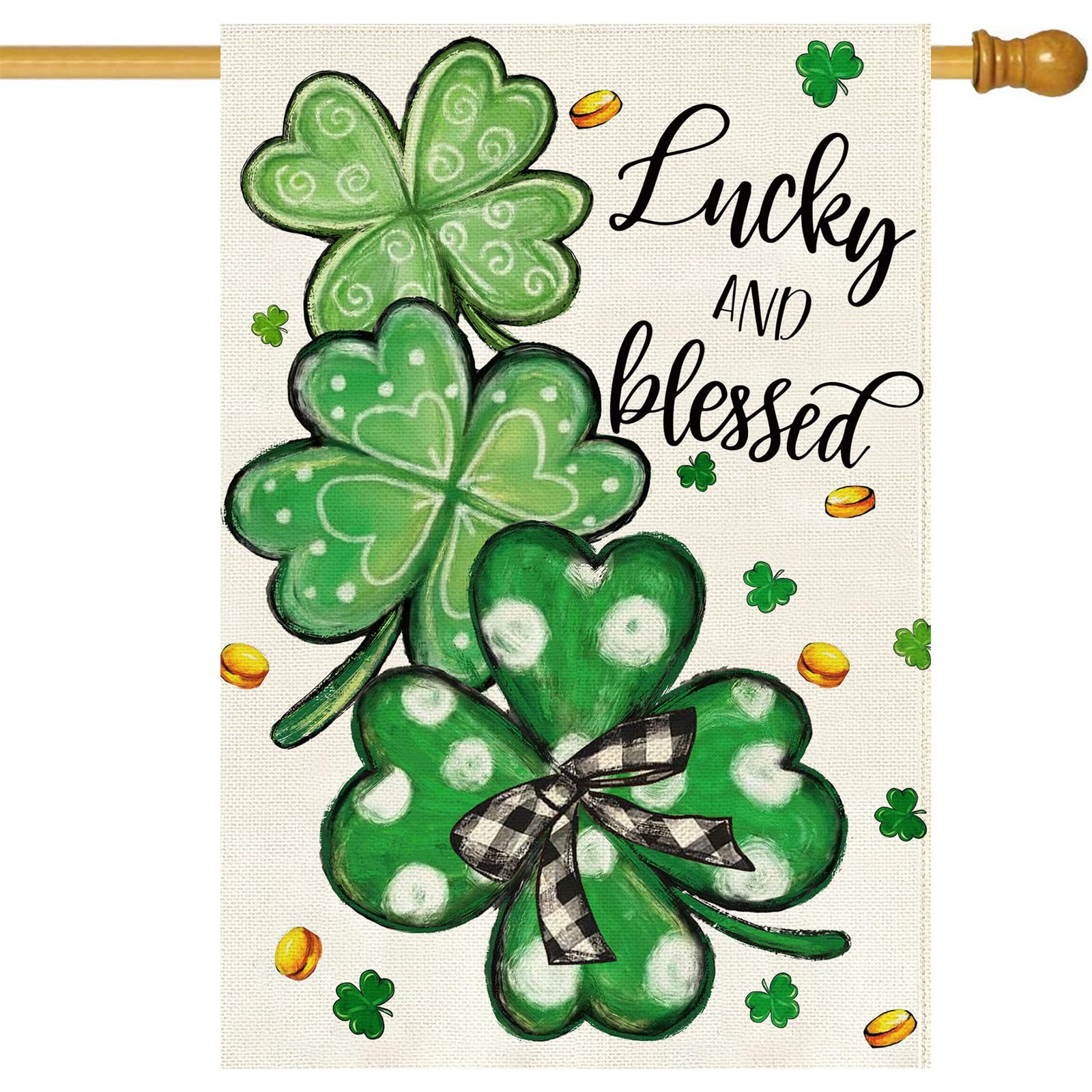 Baccessor St. Patrick's Day house flag with a bright welcome sign for your porch.