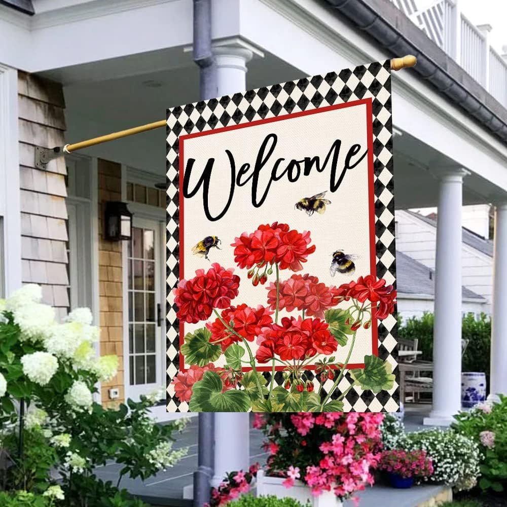 Baccessor summer bee floral burlap flag enhances outdoor charm and seasonal display