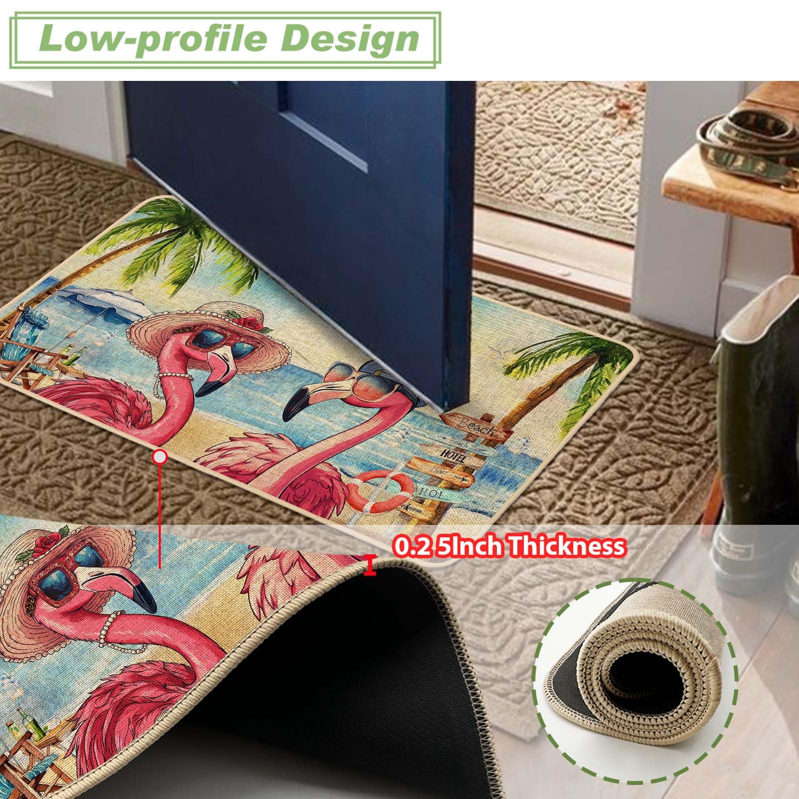 Baccessor Flamingo Doormat cleans easily by shaking or hosing