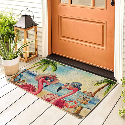 Baccessor Summer Flamingo Doormat suitable for indoor and outdoor use
