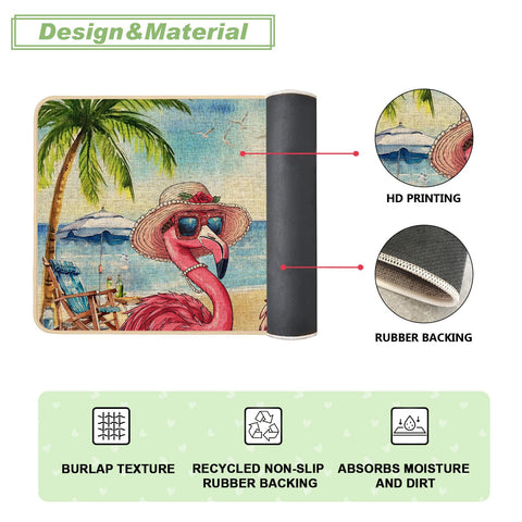 Baccessor Summer Flamingo Doormat fits standard doors at 17x29 inches