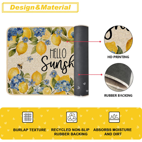 Baccessor Lemon floral mat adds farmhouse charm to entryways.