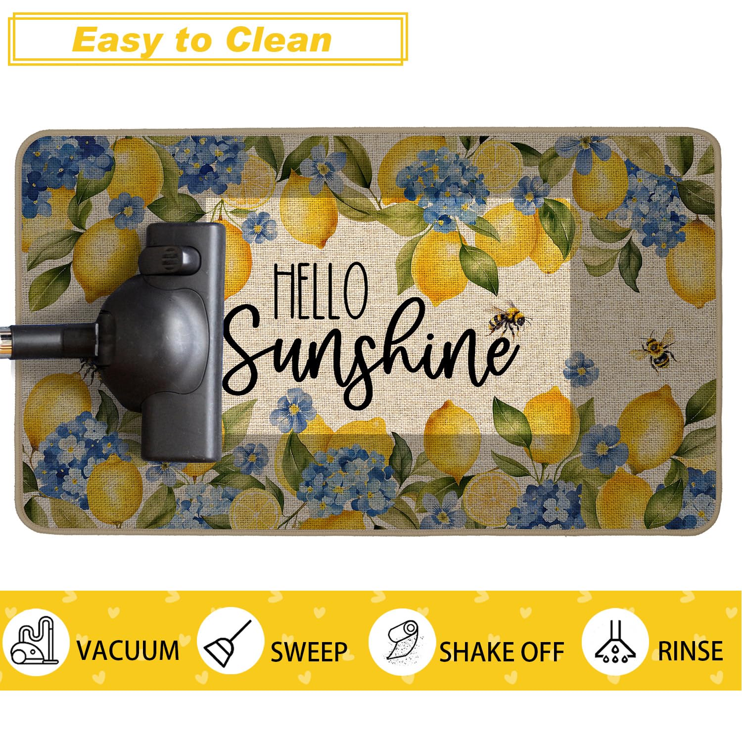 Baccessor Blue yellow floral doormat enhances curb appeal indoors.