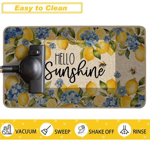 Baccessor Blue yellow floral doormat enhances curb appeal indoors.
