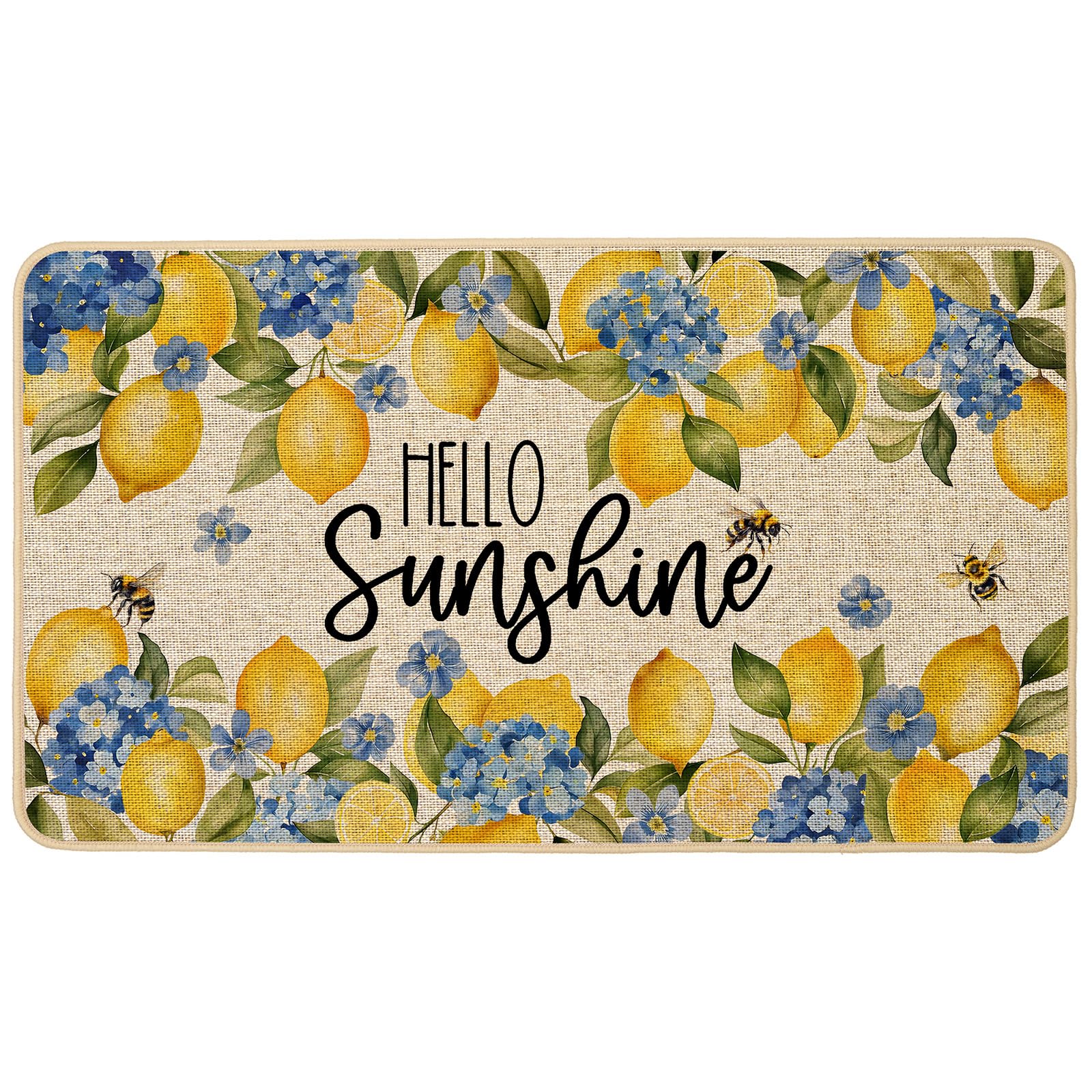 Baccessor Summer Lemon Doormat front door with non-slip backing.