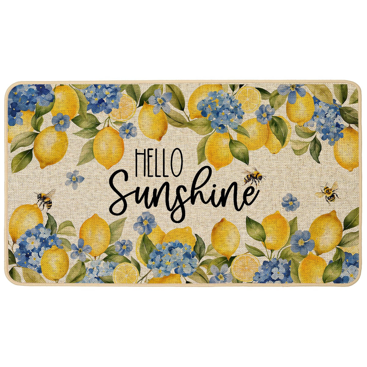 Baccessor Summer Lemon Doormat front door with non-slip backing.