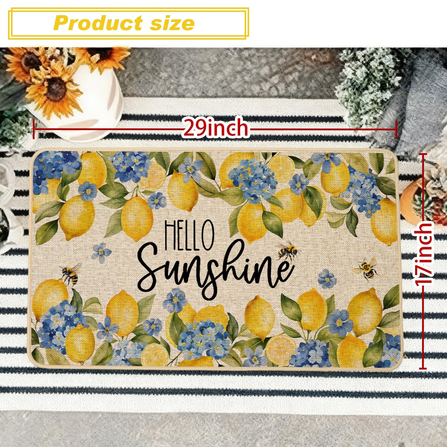 Baccessor Summer Lemon Doormat suitable for indoor and outdoor spaces.