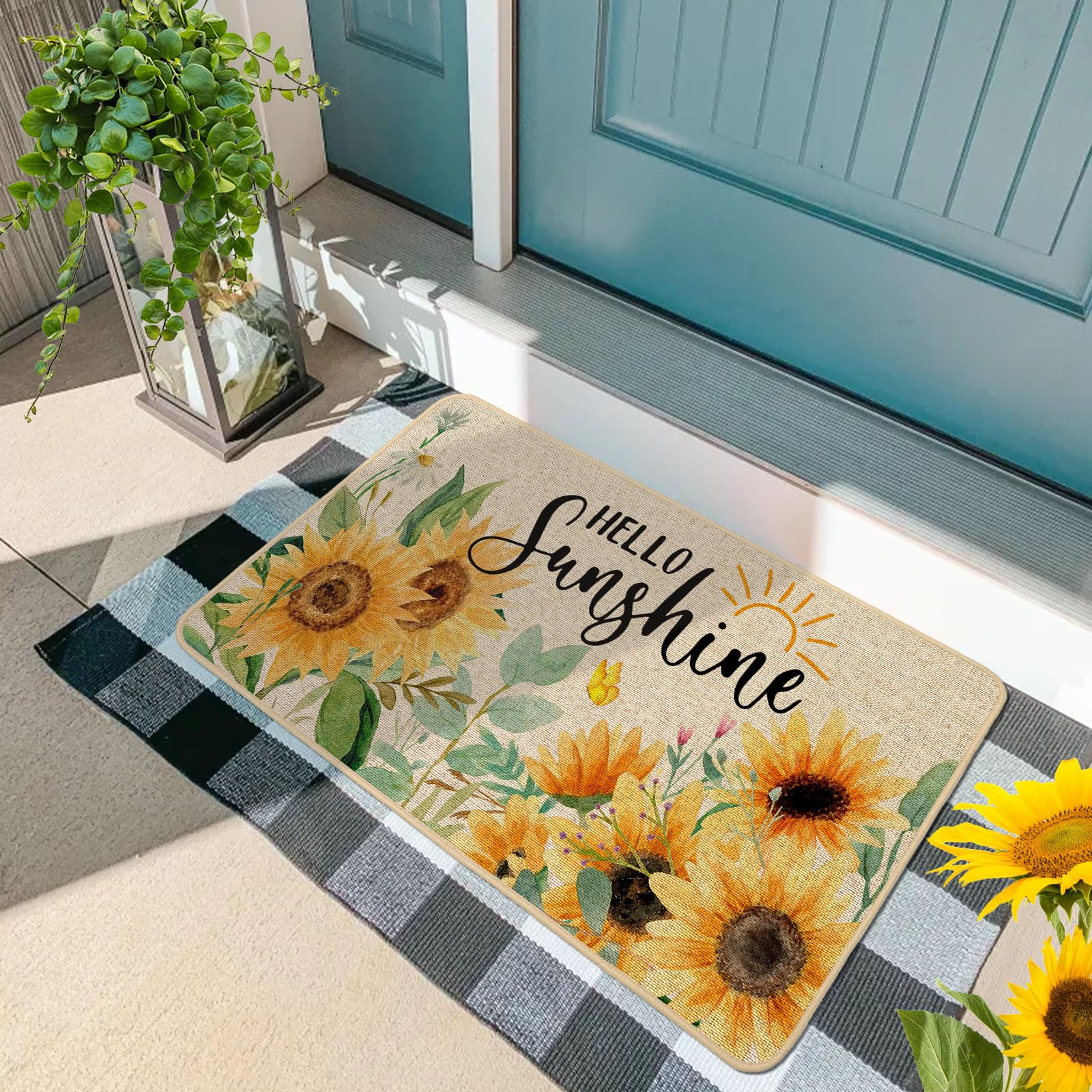 Baccessor sunflower doormat front porch adds farmhouse charm while staying low-profile.