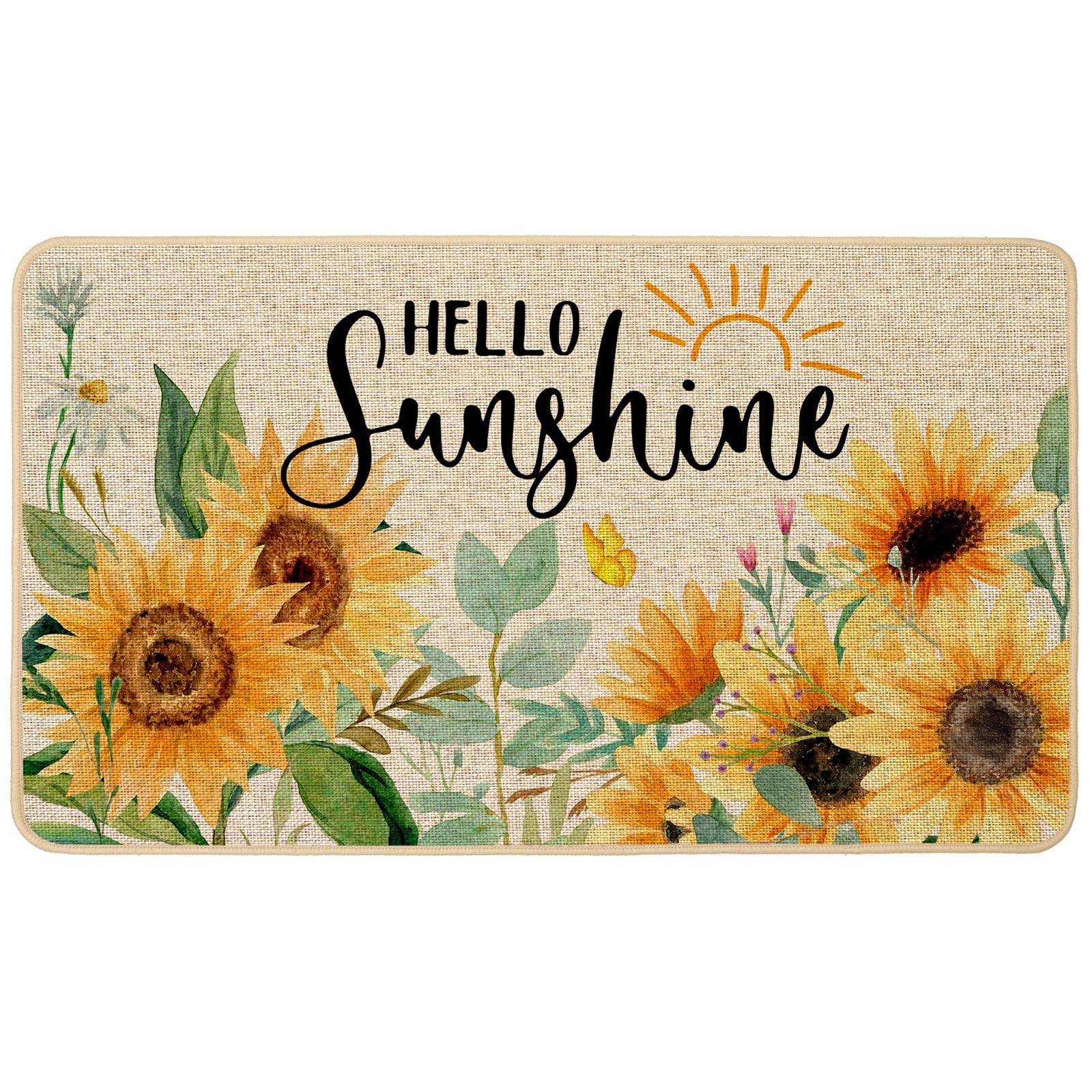 Baccessor sunflower doormat outdoor hello sunshine decor traps dirt and welcomes guests.