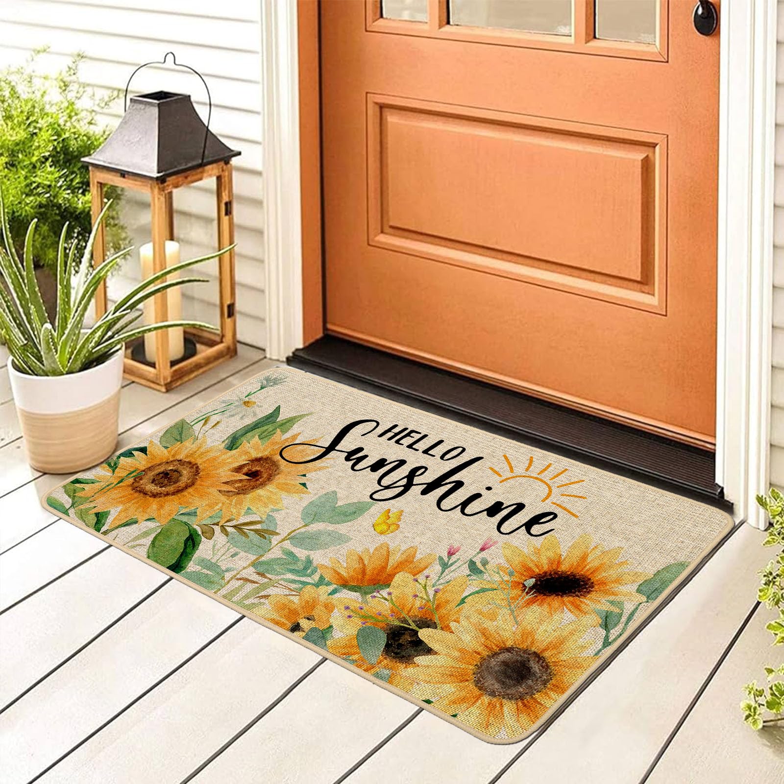 Baccessor hello sunshine doormat highlights bright entry and easy cleaning after outdoor use.