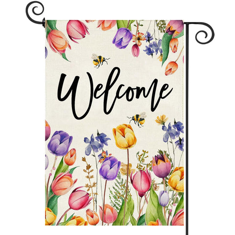 Baccessor tulip-welcome-flag adds welcoming charm to your garden from any angle.