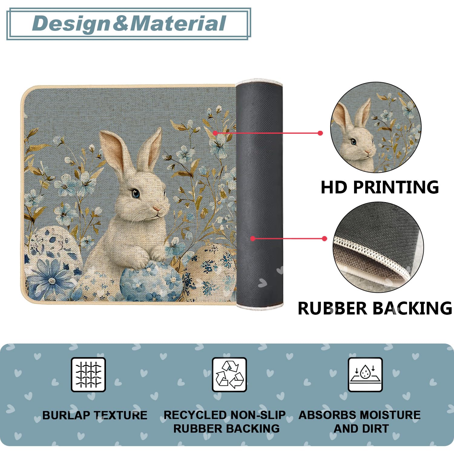 Baccessor weather-resistant bunny mat withstands rain and snow.