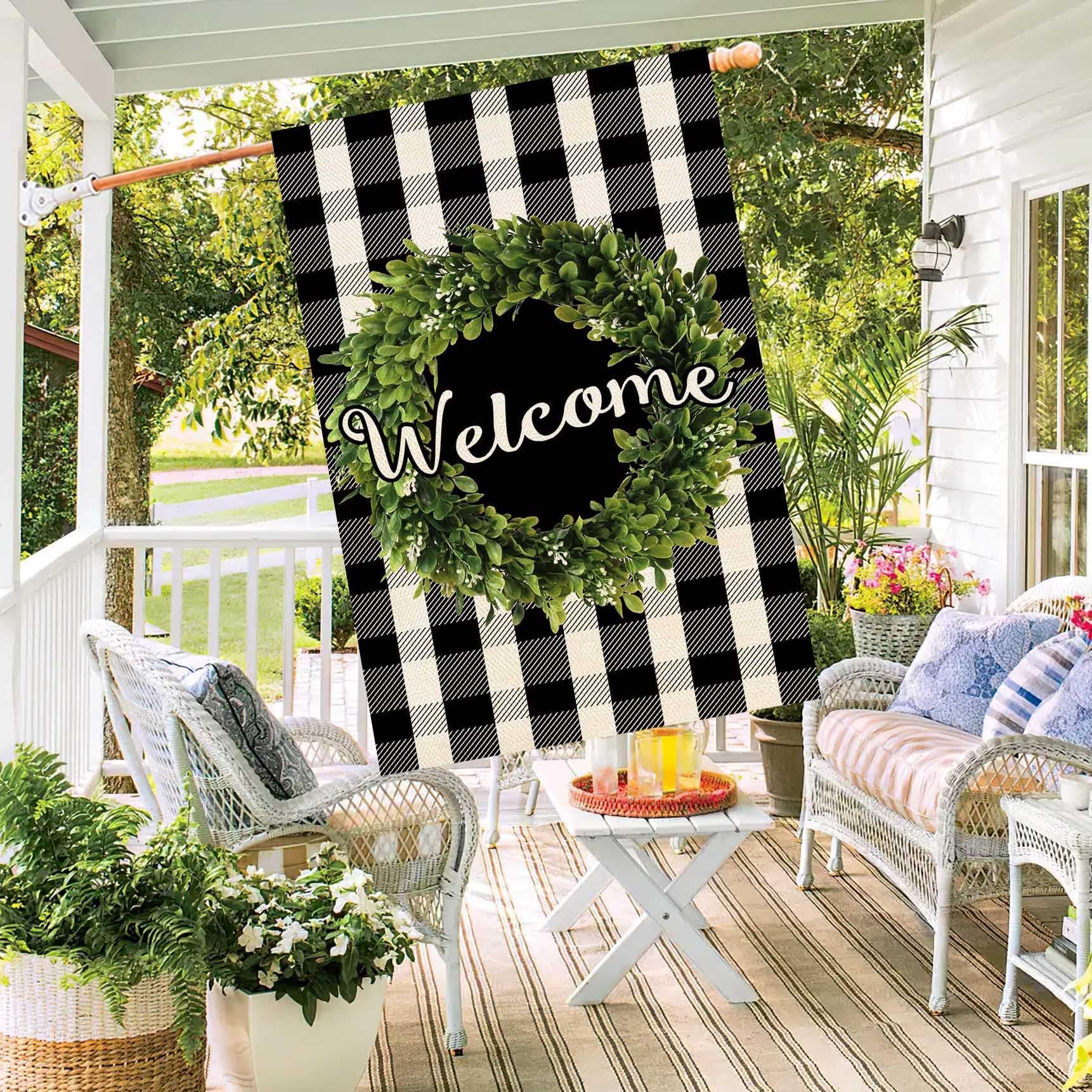 Baccessor Weatherproof burlap welcome flag, durable for all seasons