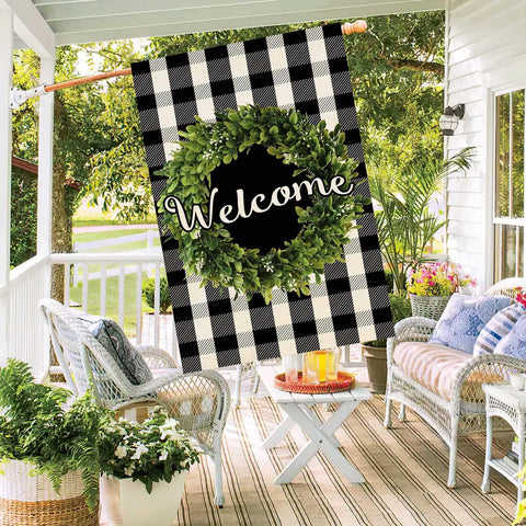 Baccessor Weatherproof burlap welcome flag, durable for all seasons