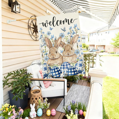 Baccessor weatherproof Easter flag withstands wind and rain outdoors