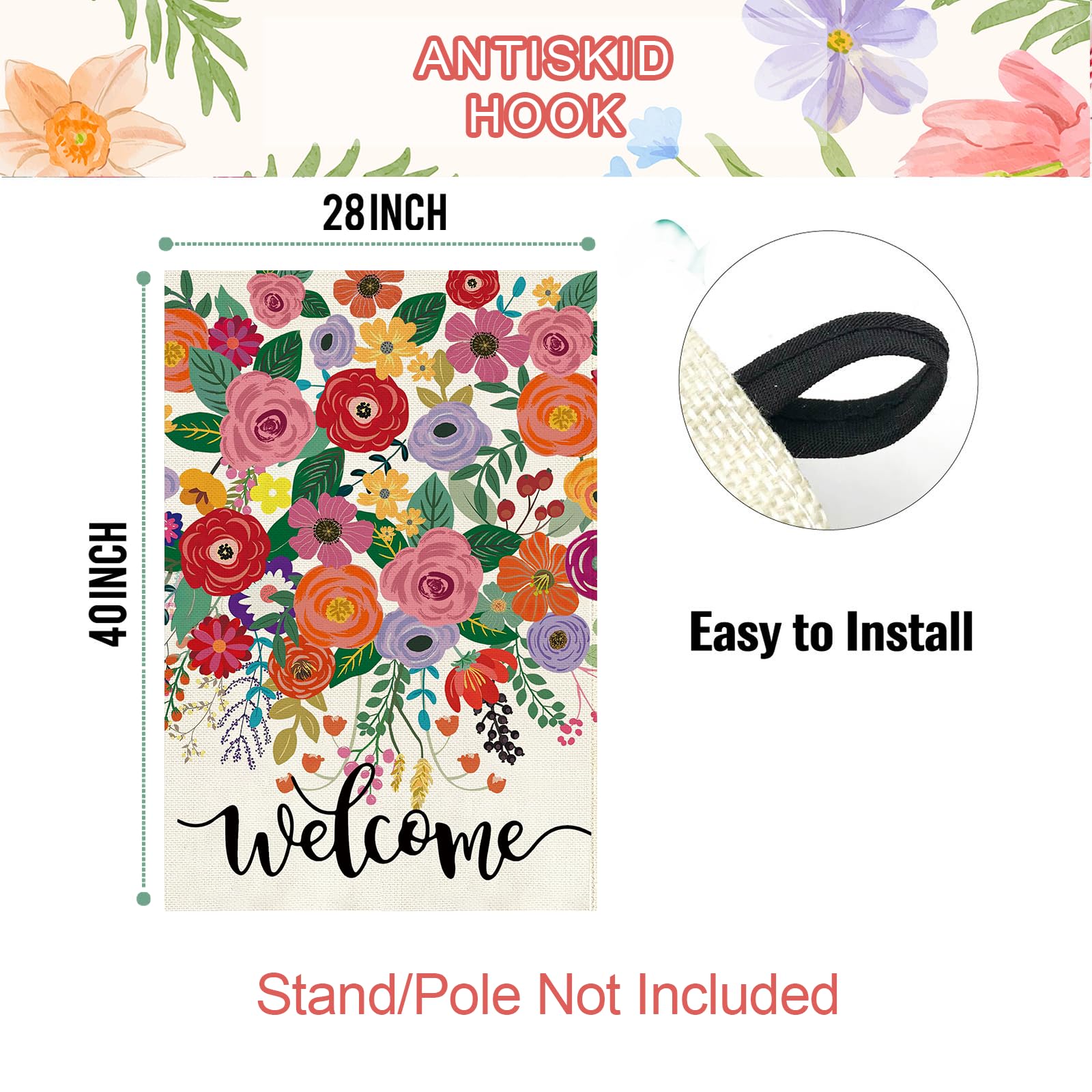 Baccessor weatherproof floral flag durable against wind and rain