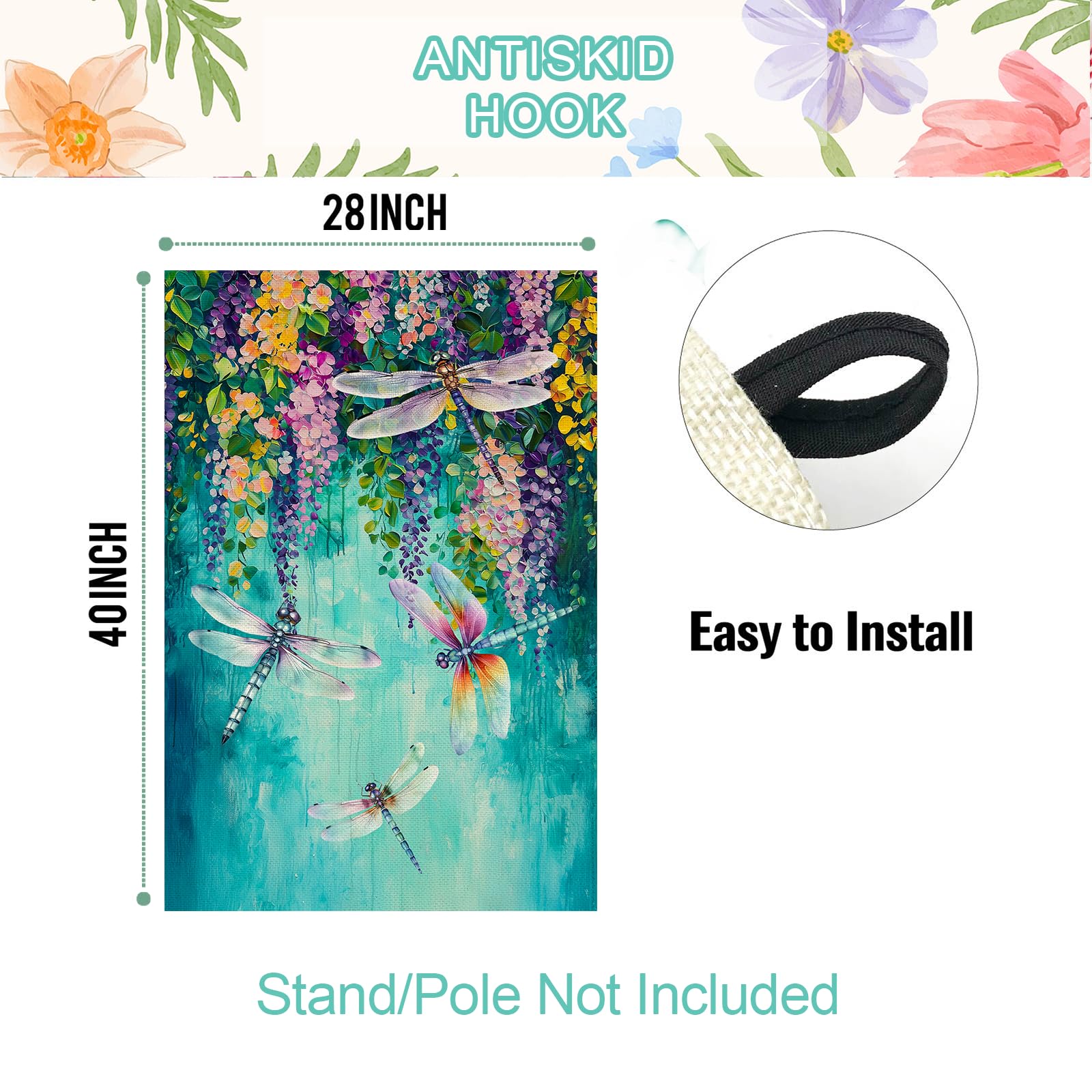 Baccessor Weatherproof floral flag designed to withstand outdoor conditions while remaining vibrant.