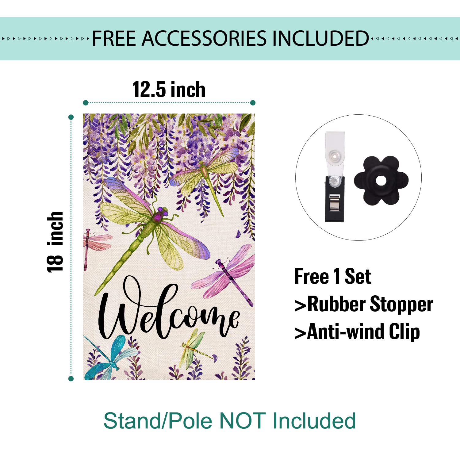 Baccessor weatherproof garden flag designed for outdoor use.