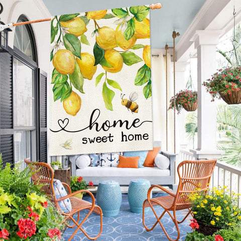 Baccessor weatherproof lemon floral flag ready for outdoor use.