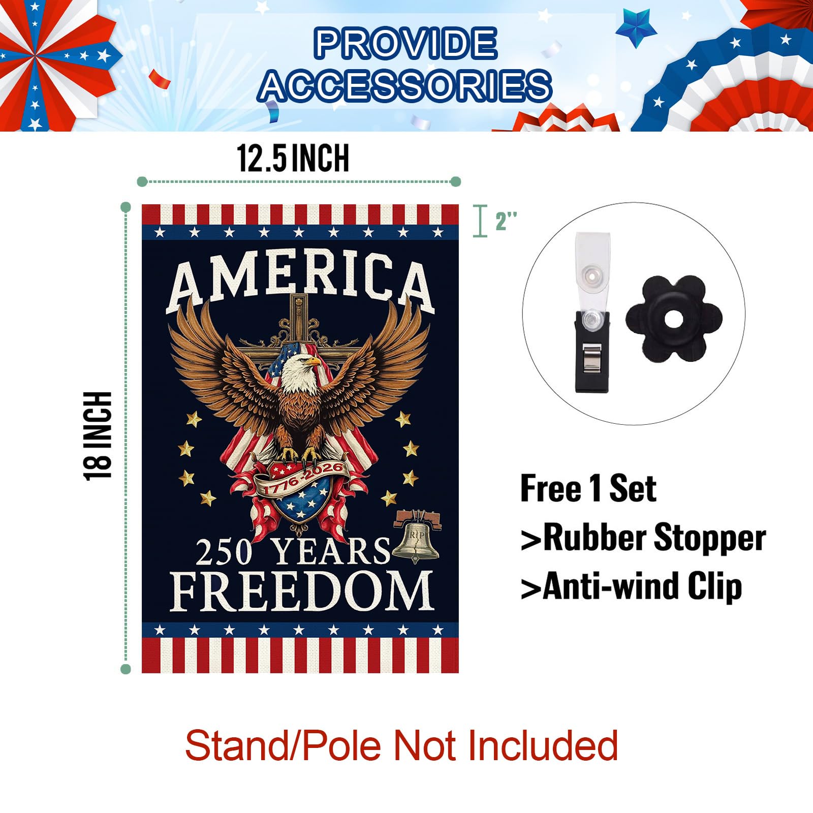 Baccessor weatherproof patriotic yard flag built for diverse weather.