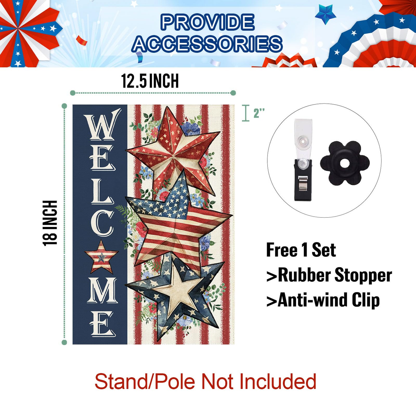 Baccessor weatherproof stitching flag, designed to resist wind and rain.