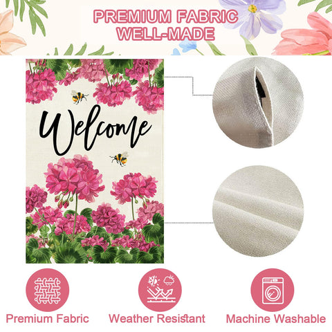 Baccessor floral welcome flag brightens porches and patios during spring