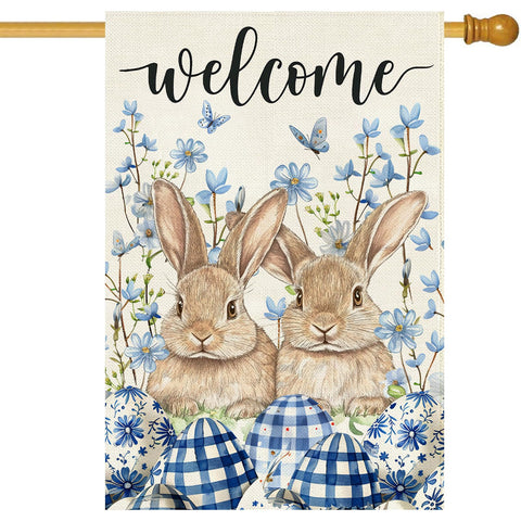 Baccessor Welcome Easter flag 28x40 inches for front yard decor and seasonal display