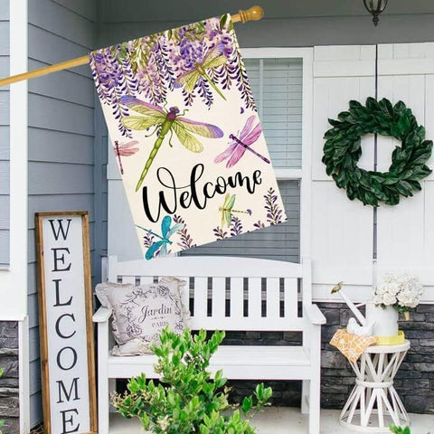 Baccessor welcome burlap double-sided flag for entryways and events