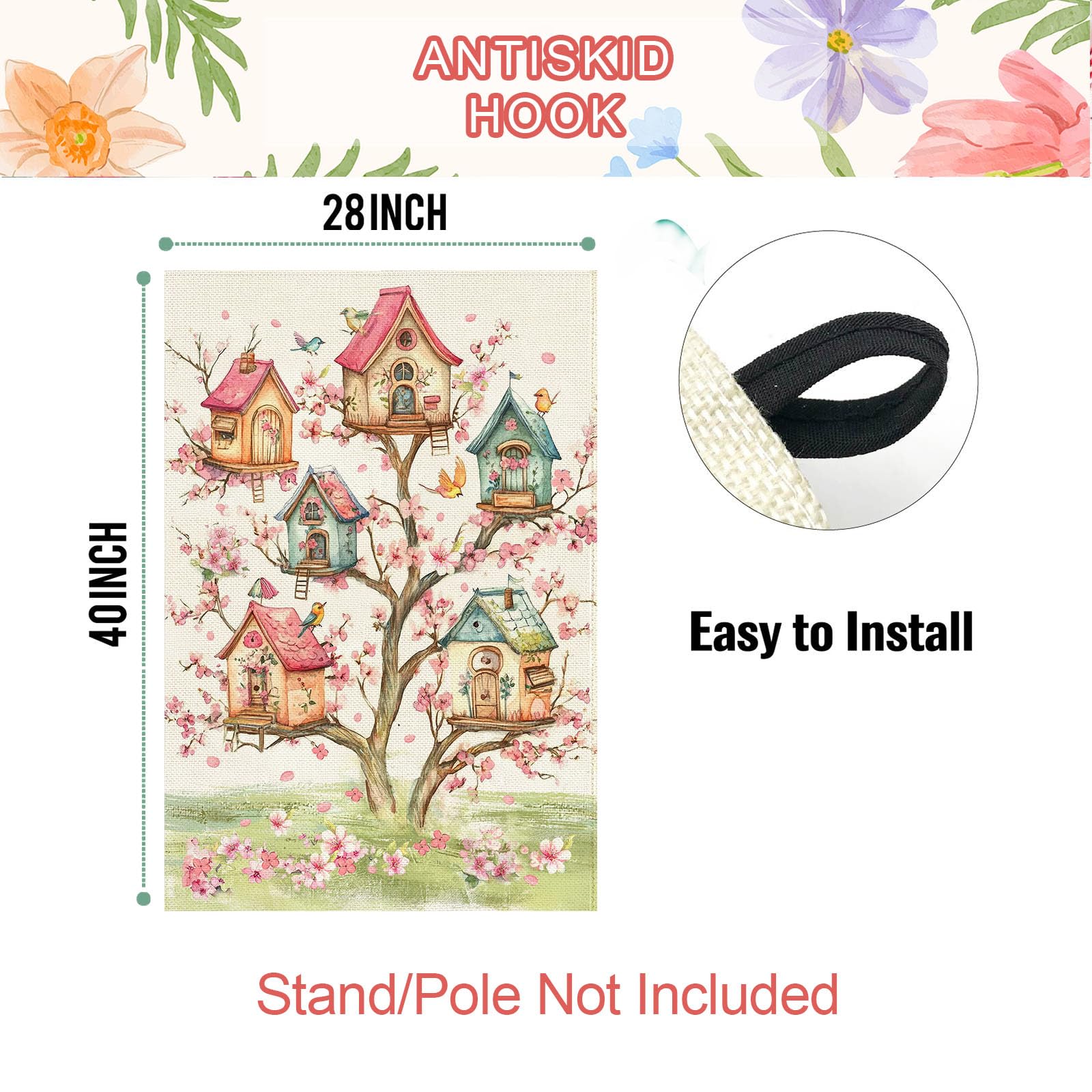 Baccessor welcome floral banner weatherproof for porch or garden