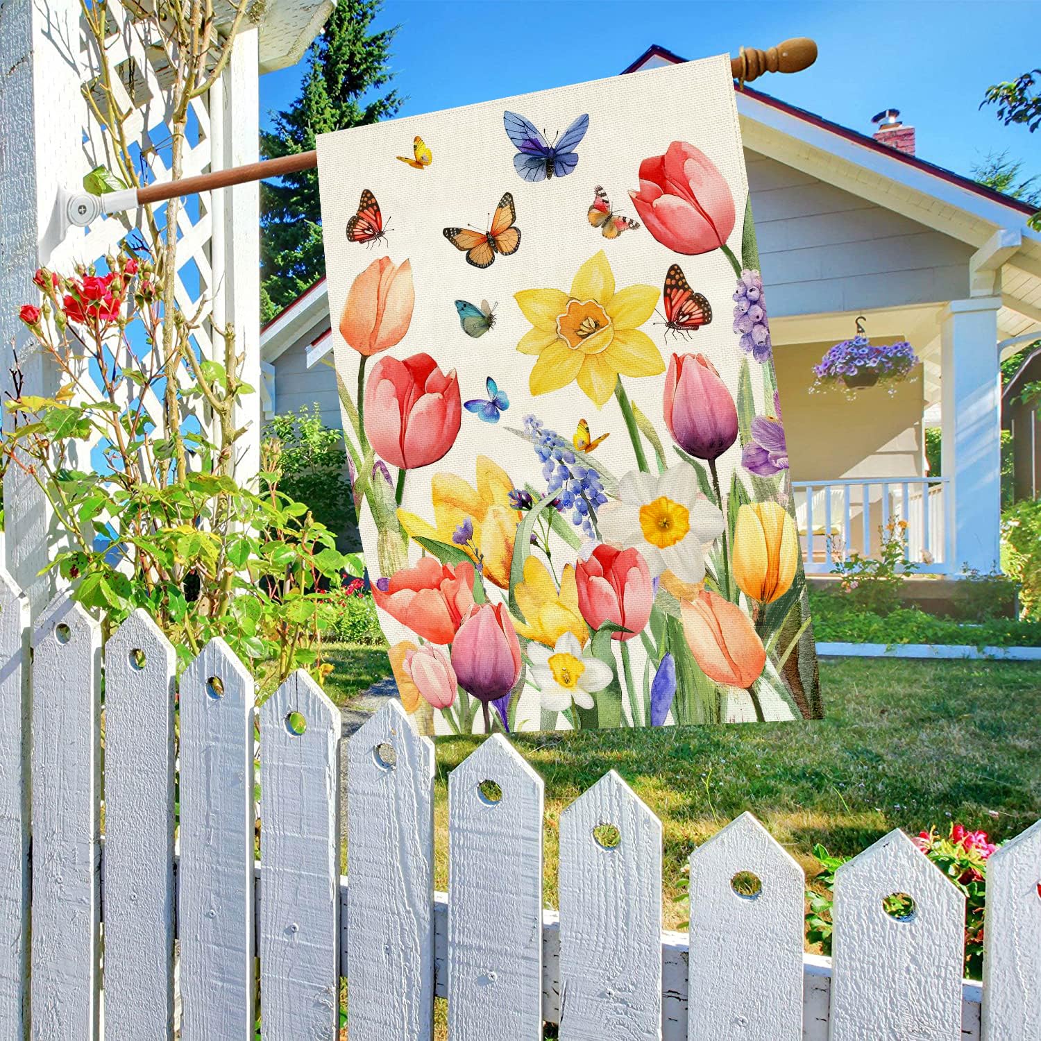 Baccessor Welcome floral flag for outdoor porch display