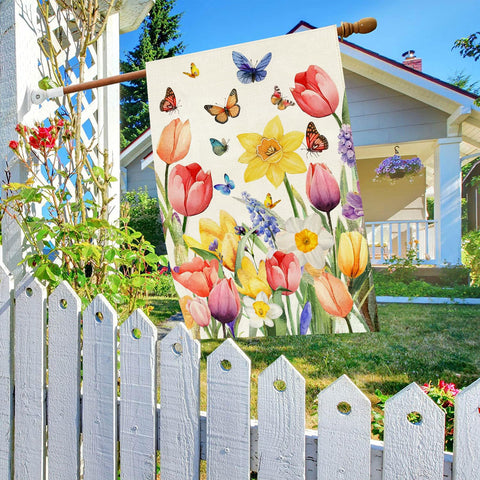 Baccessor Welcome floral flag for outdoor porch display