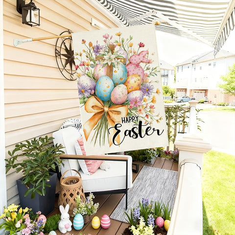 Baccessor welcome-sign Easter flag enhances entryways.
