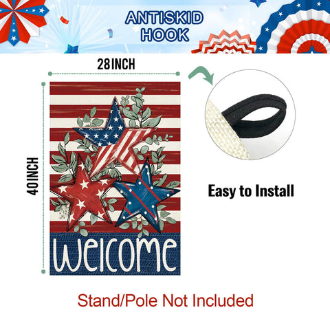 Baccessor welcome sign flag with stars and stripes for a friendly entrance.