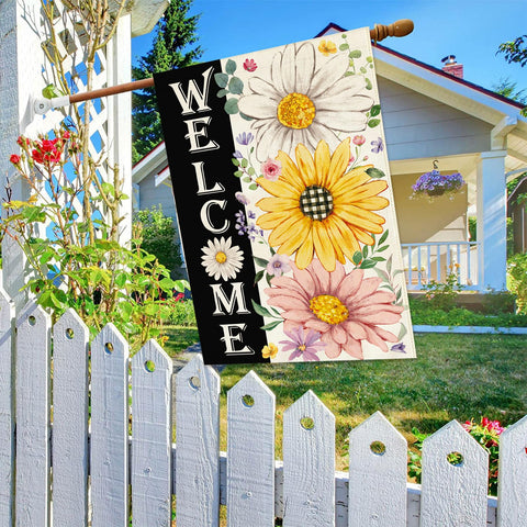 Baccessor yellow pink daisies design boosts outdoor curb appeal