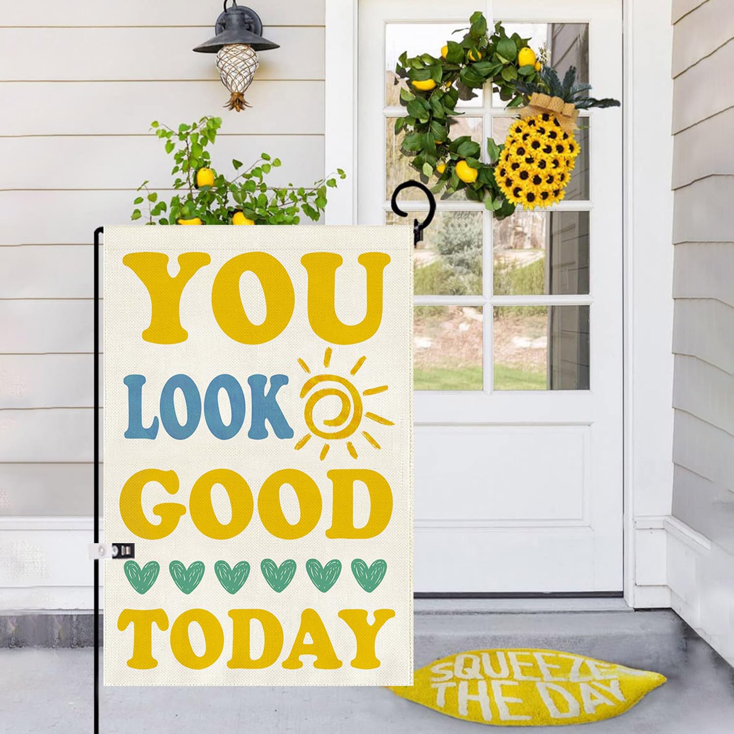 Baccessor You Look Good Today garden flag double sided print visible from both sides