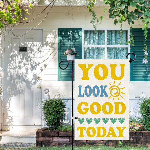 Baccessor You Look Good Today flag weatherproof burlap with durable stitching