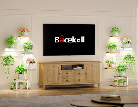 BACEKOLL seven-tier corner stand shown from the side for versatile plant arrangement.