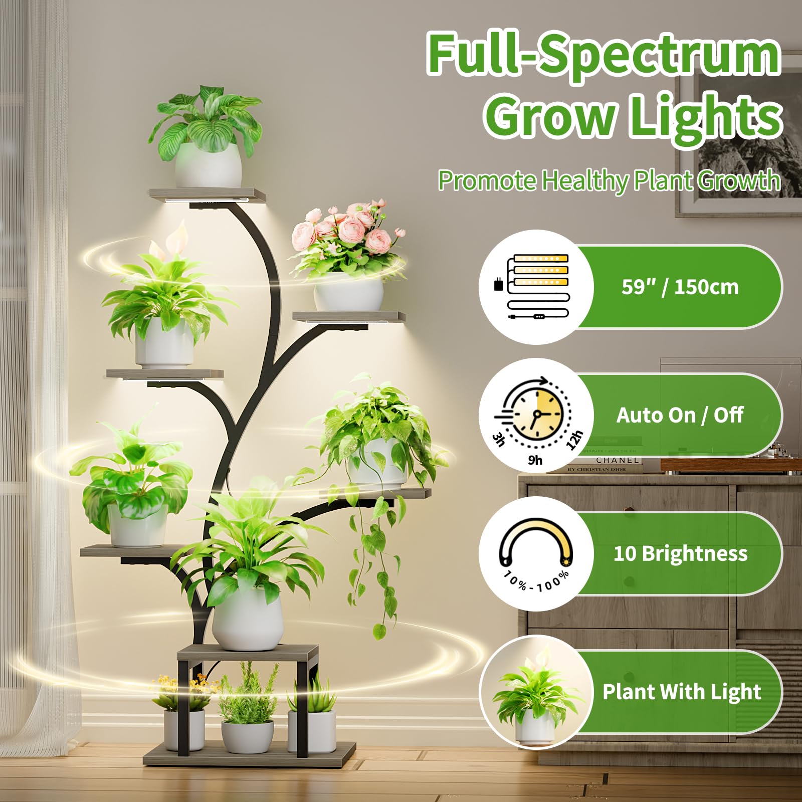 BACEKOLL 7-tier corner stand maximizes vertical space for plants.