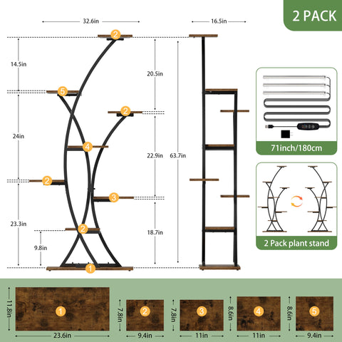 BACEKOLL 8-tier curved shelves forming a tall indoor plant display