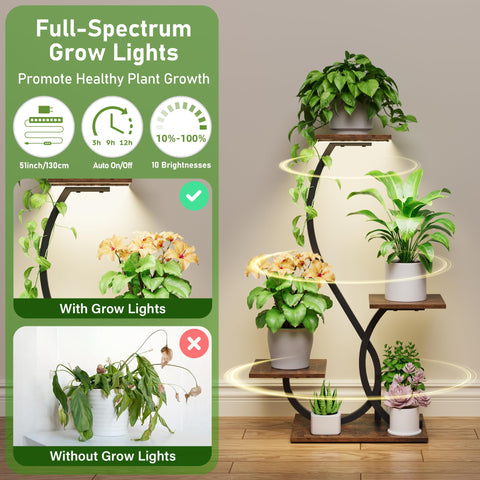 BACEKOLL four-tier shelves hold a variety of compact plants