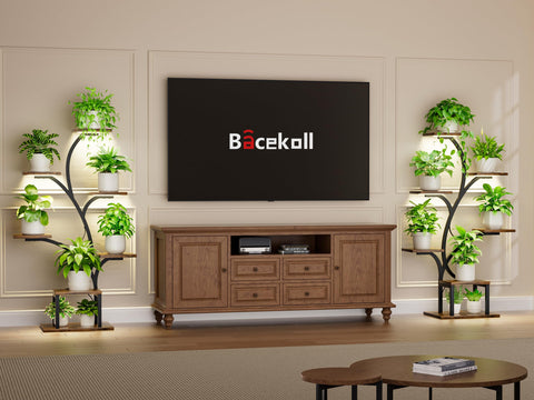 BACEKOLL close-up on full-spectrum grow light panel and brightness controls.