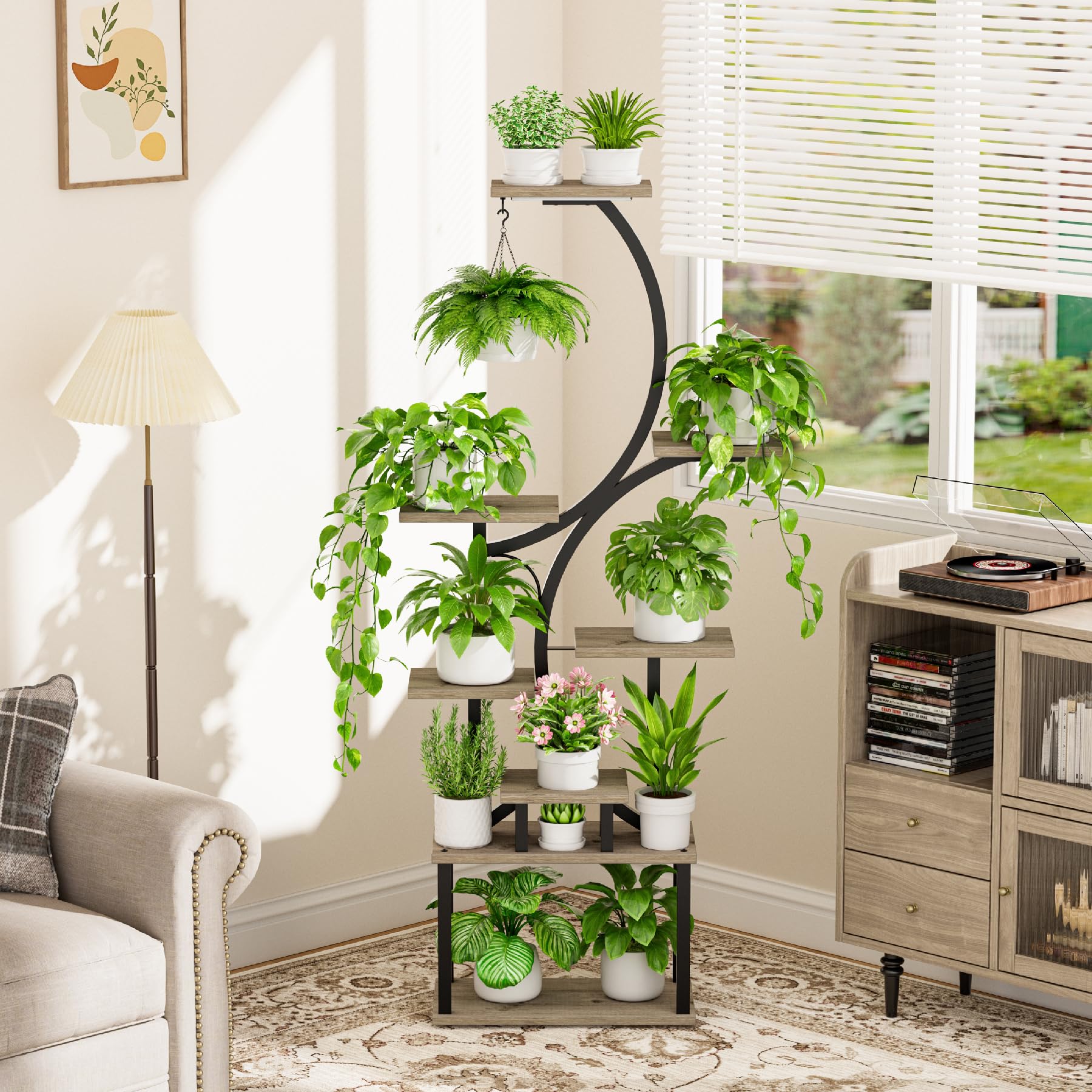 BACEKOLL thick shelves with water-resistant coating secure pot stability.