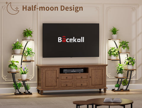 BACEKOLL indoor black plant shelf blends with modern living rooms