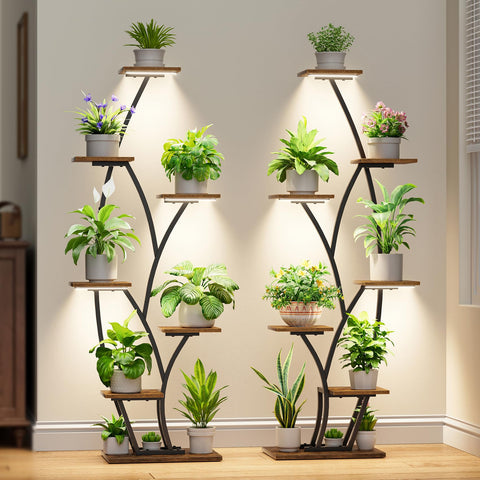 BACEKOLL lighted plant shelf, 7 tiers, optimized corner display.