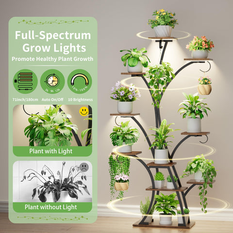 BACEKOLL 10-tier shelf, full-height view, supports diverse plant sizes.